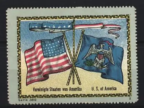 Reklamemarke USA, Vereinigte Staaten von Amerika, Flaggen