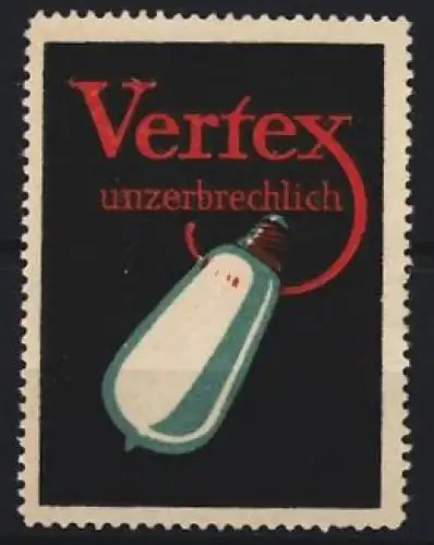 Reklamemarke Vertex, Glühbirne auf dunklem Hintergrund