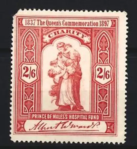 Reklamemarke The Queen`s Commemoration 1897, Prince of Wales`s Hospital Fund