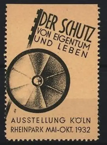 Reklamemarke Köln, Ausstellung Der Schutz von Eigentum und Leben 1932, Logo