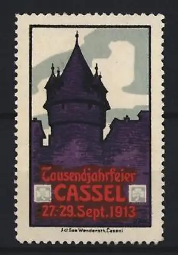 Reklamemarke Cassel, Tausendjahrfeier 27.-29. Sept. 1913, Stadtturm