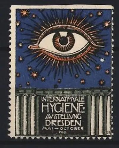 Reklamemarke Dresden, Internationale Hygiene-Ausstellung 1911, Auge und Sterne
