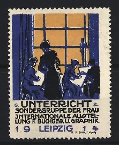Reklamemarke Leipzig, Sondergruppe der Frau, 1914, Unterricht