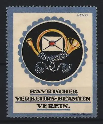 Reklamemarke Bayern, Bayrischer Verkehrs-Beamten Verein, Posthorn und Brief