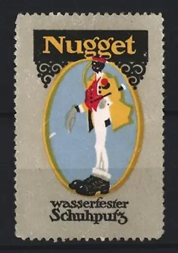 Reklamemarke Nugget, Wasserfester Schuhputz, Elegante Figur mit grossen Schuhen