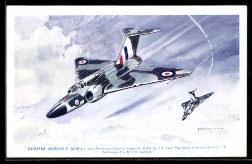 AK Flugzeug Gloster Javelin F. (A. W.) I., Two Armstrong Siddeley Sapphires above the clouds