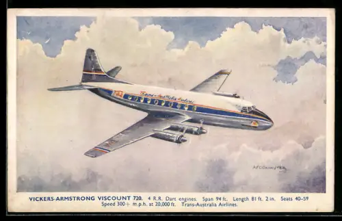 AK Flugzeug Vickers-Armstrong Viscount 720, Trans-Australia Airlines, über den Wolken