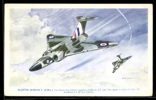 AK Flugzeug Gloster Javelin F. (A. W.) I., Two Armstrong Siddeley Sapphires above the clouds