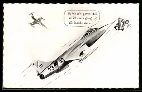AK Niederländisches Jagdflugzeug Lockheed F-104 im Fluge
