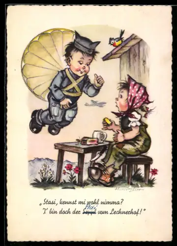 AK Fallschirmjäger landet bei der Hütte seiner Liebsten