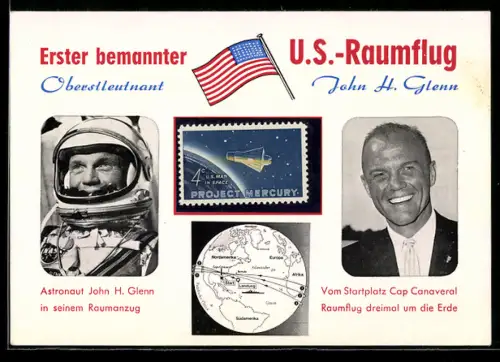 AK Erster bemannter U.S.-Raumflug, Oberstleutnant John H. Glenn