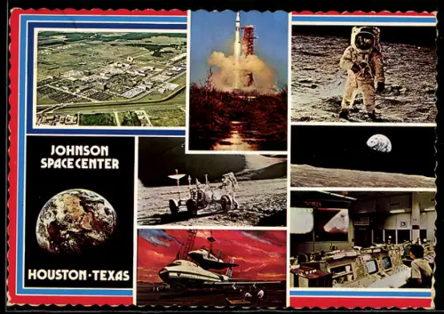 AK Houston, TX, Johnson Space Center, Astronaut von Apollo 11 auf dem Mond, Mondmobil von Apollo 15, Raumfahrt