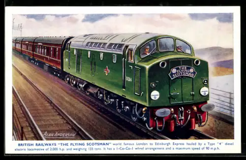 Künstler-AK British Railways, The Flying Scotsman, englische Eisenbahn