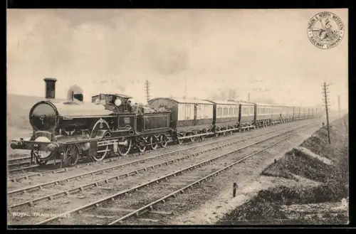 AK Royal Train with locomotive 410 City of Liverpool in 1887, englische Eisenbahn