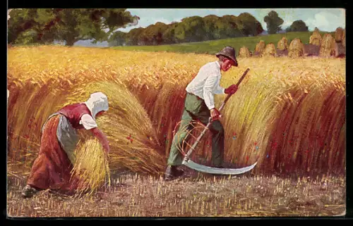 AK Bauer mit Sense bei der Feldarbeit