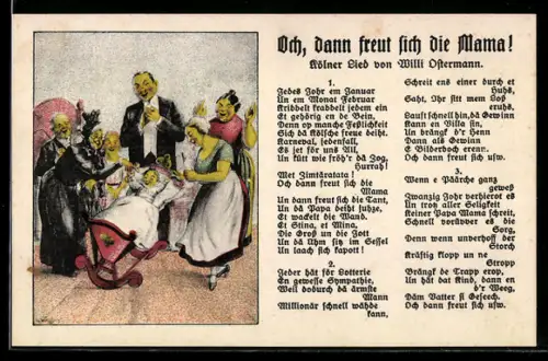 AK Köln, Familie freut sich über Nachwuchs, Liedtext: Och, dann freut sich die Mama!