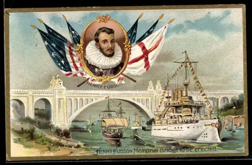 Lithographie Henry Hudson Memorial Bridge to be erected