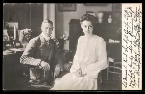 AK Kronprinz Wilhelm von Preussen mit seiner Braut zuhause