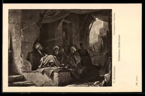 Künstler-AK Carl Spitzweg: Türkisches Kaffeehaus