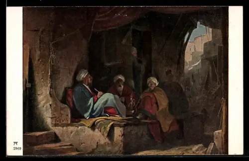 AK Türkische Männer rauchen Wasserpfeife