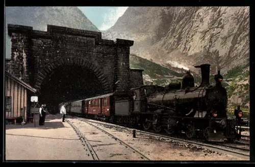 AK Göschenen, Gotthardbahn, der grosse Tunnel