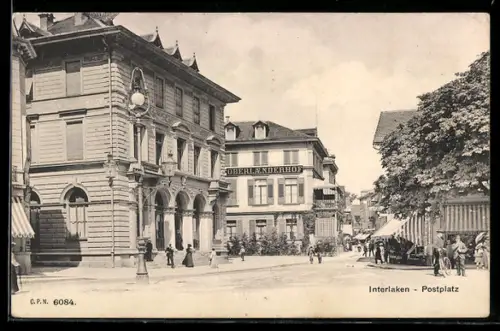 AK Interlaken, Postplatz mit Gasthaus Oberlanderhof
