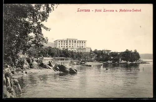 AK Lovrana, Hotel Lovrana mit dem Quarnero-Seebad