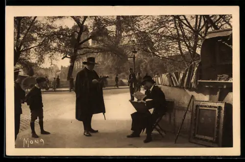 AK Paris, Bouquiniste du Quai Montebello, Notre-Dame