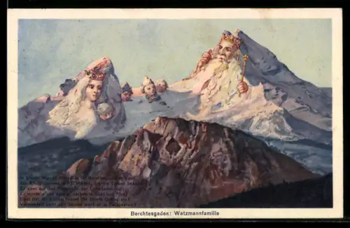 AK Watzmannfamilie mit Krone in Berchtesgaden, Berggesichter