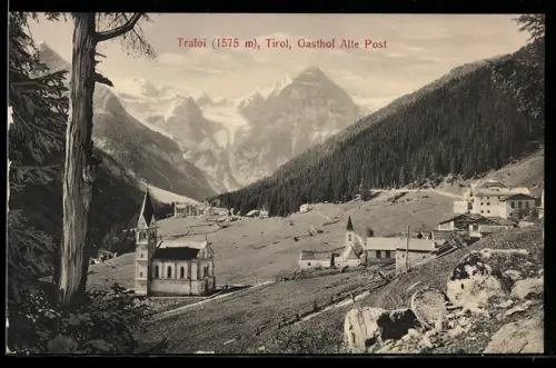 AK Trafoi, Ortsansicht mit Gasthof Alte Post