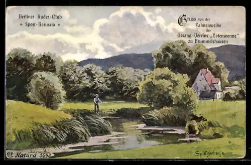 Künstler-AK August Splitgerber: Angler am Fluss