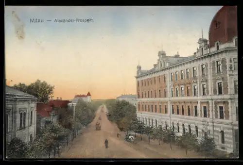 AK Mitau, Alexander-Prospekt mit Häusern