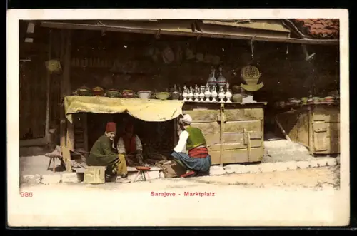 AK Sarajewo, Marktplatz mit Verkäufern