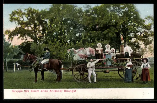 AK Artländer Trachtenfest, Gruppe aus einem alten Artländer Brautgut