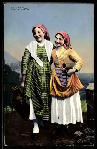 AK Tipi Siciliani, Mädchen in italienischer Tracht