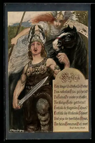 Künstler-AK Wien, Bund der Germanen, Wafena, Walküre und Germane