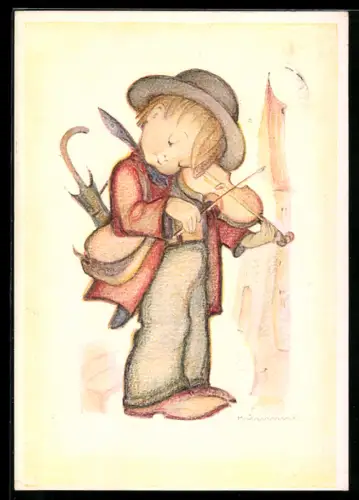 Künstler-AK Hummel: Geigerlein