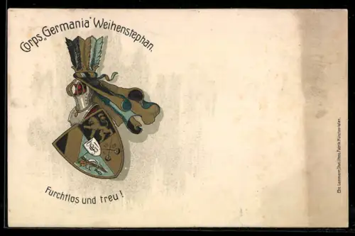 Lithographie Weihenstephan, Corps Germania, Studentenwappen