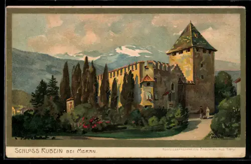 Künstler-AK Zeno Diemer: Meran, Blick auf Schloss Rubein