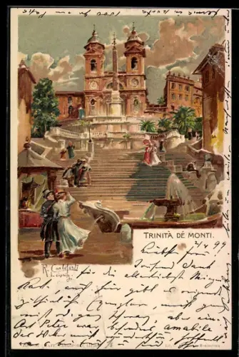 Künstler-AK Rom, Trinità dé Monti