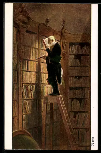 Künstler-AK Carl Spitzweg: Der Bücherwurm