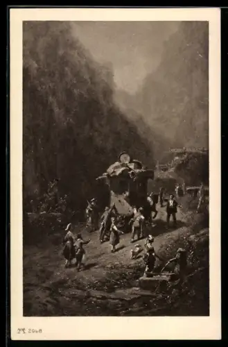 Künstler-AK Carl Spitzweg: Fahrendes Volk in den Bergen