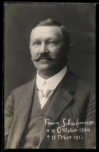 Foto-AK Österreichischer Politiker und Arbeiterführer Franz Schuhmeier mit Lebensdaten 1864-1913