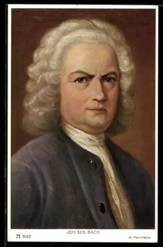 AK Komponist Johann Sebastian Bach, Halbportrait mit weisser Perücke
