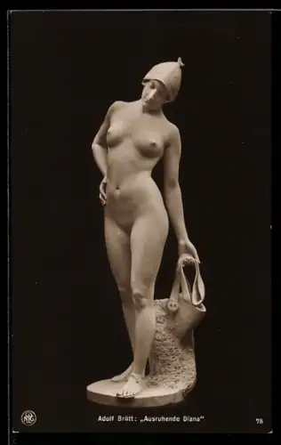 AK Skulptur Ausruhende Diana von Adolf Brütt