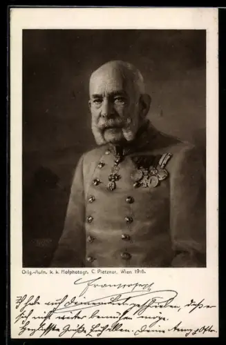 AK Portrait Kaiser Franz Josef I. in Uniform mit Orden