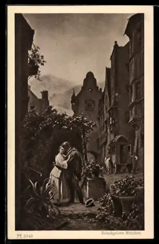 Künstler-AK Carl Spitzweg: Abschied des Liebespaares