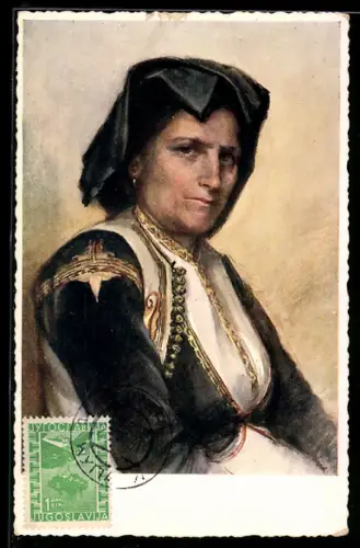 Künstler-AK J. Lalich: Volkstypen aus Ragusa - Montenegrinerin