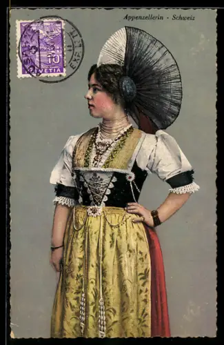AK Junge Appenzellerin in Festtracht