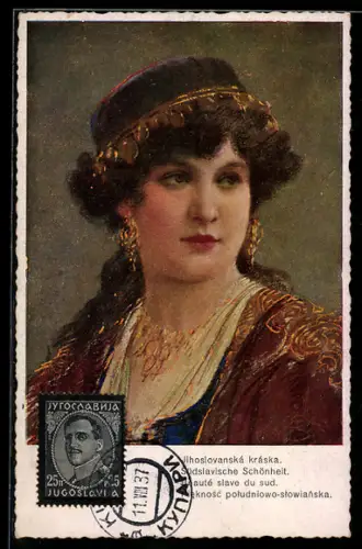 Künstler-AK Camil Vladislav Muttich: Südslavische Schönheit in Tracht